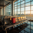 © Saad - Empty airport terminal with sunlight through tall glass windows