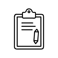 Poster - A simple line drawing of a clipboard with a few lines of text and a pencil on the paper sheet pad