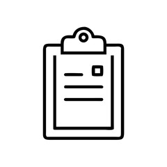 Poster - Illustration of a clipboard with paper and lines and a square in black and white outline style art