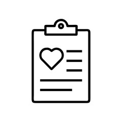 Poster - Clipboard with heart and lines icon representing medical report or health record in black and white style
