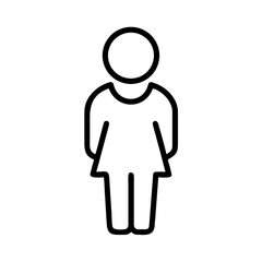 Poster - Illustration of a standing woman with a simple dress and round head in a minimalist line art style