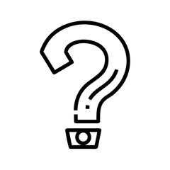 Poster - Illustration of a question mark symbol with a bold outline and a decorative base on a white background