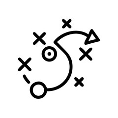 Poster - Illustration of a strategy planning symbol with circles, crosses and an arrow showing direction of movement