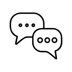 Poster - Two speech bubbles with ellipsis inside representing conversation and communication in black outline style