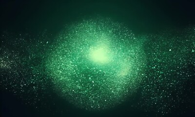 Poster - Abstract Green Particle Light Display on Dark Backdrop with Dynamic Motion and Glowing Sparkle Effects
