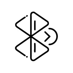 Poster - Stylized bluetooth symbol with triangles and a curved arrow in a minimalist black and white design style