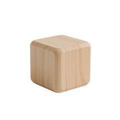 Aufkleber - Simple wooden cube with rounded edges showcasing warm tones against an isolated transparent setting