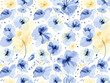 © Flower - Klassisk blå, hvid rose, hvid hortensia, ranunculus, anemone, tidsel blomster, grønne områder og eukalyptus, guld tropiske blade vektor banner ramme. Trendy farve samling. Isoleret og redigerbar