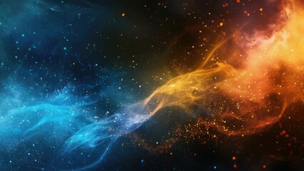 Wall Mural - a vibrant blue and orange nebula with stars shining bright in the background