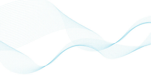 Poster - Dynamic particle waves in a blue halftone a flowing dot in transparent background