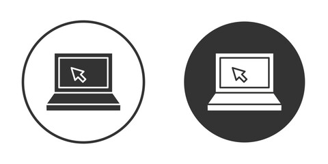 Laptop icon in trendy flat design versions in black and white.