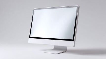Poster - A minimalist white computer monitor with a blank screen, isolated on a pure white background. Display, work.
