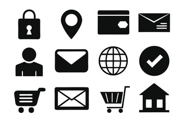 Poster - Vector art of a collection of web and app icons are isolated on white background