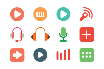 Poster - Vector art of a collection of colorful vector icons for media and communication applications