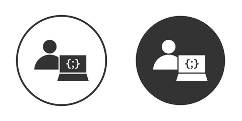Programmer icon in trendy flat design versions in black and white.