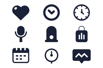 Poster - Vector art of a set of simple black icons for web and mobile applications isolated on white background