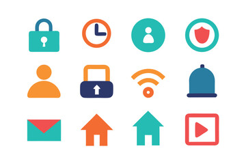 Poster - Vector art of a set of colorful and modern icons for web and mobile applications isolated on white background