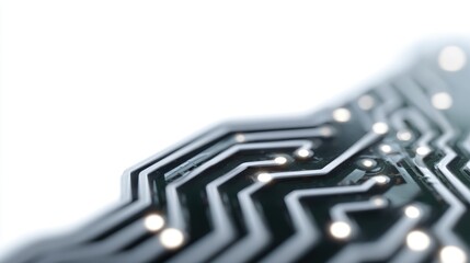 Poster - Abstract lines forming a circuit board pattern, isolated on a pure white background. Electronics, connectivity.