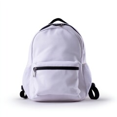 Poster - A plain white school backpack empty, isolated on a pure white background. Education, student life.