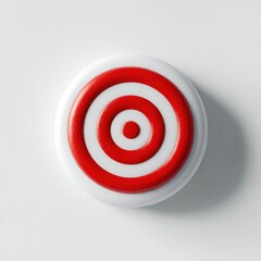 Poster - A minimalistic white target with a red bullseye, isolated on a pure white background. Goal setting, precision.