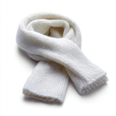 Poster - A white winter scarf, knitted, isolated on a pure white background. Accessory, cold weather.