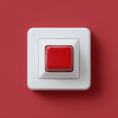 Poster - A plain white fire alarm pull station red background on icon, white box, isolated on a pure white background. Emergency, warning.