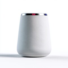 Poster - A generic, white smart speaker, isolated on a pure white background. Home technology, voice assistant.