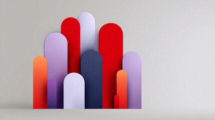 Poster - Colorful stack of rectangles with a white background. The rectangles are of different colors and sizes, creating a dynamic and visually interesting composition. Concept of creativity and playfulness
