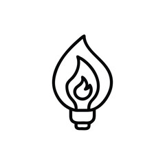 Poster - Outline a flame inside a light bulb on fire energy