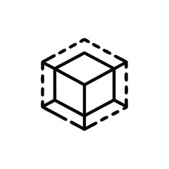 Aufkleber - Outline cube with dashed lines indicating dimensions geometric shape