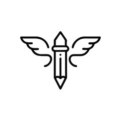 Aufkleber - Outline icon winged pencil on wings writing