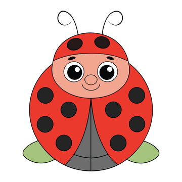 Vector illustration of cute ladybug smiling cartoon.