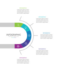 Wall Mural - Business infographic template. 5 Step timeline journey. Process diagram, Infographic elements vector illustration.	