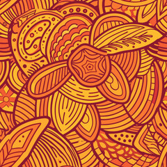 abstract orange and red pattern design. intricate shapes and lines create a dynamic and vibrant back