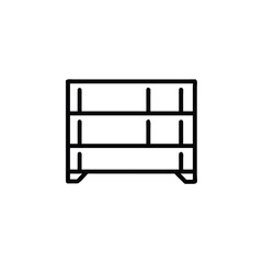 Poster - Minimalist outline icon a three-tier bookshelf simple