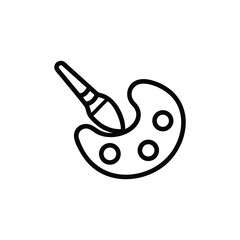 Poster - Outline a paintbrush resting on an artist's palette vector