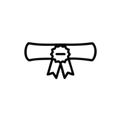 Poster - Outline a rolled certificate with a ribbon scroll award
