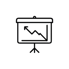 Poster - Outline graph board with downward trending line arrow presentation chart