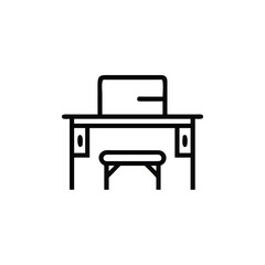 Fototapete - Outline icon a desk with a chair laptop computer workspace