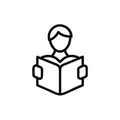 Poster - Outline icon person reading open book on vector