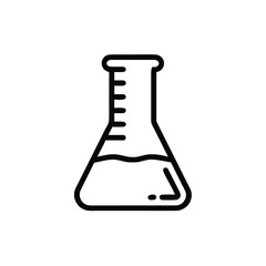 Poster - Outline science beaker with liquid markings on laboratory chemistry