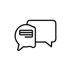 Poster - Two outline speech bubbles one with text lines message communication
