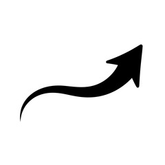 Poster - A simple black curved arrow pointing upwards on a plain white background