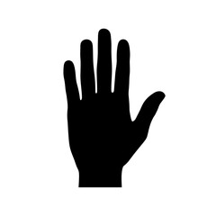 Fototapete - A black silhouette of a hand with five fingers extended on white background