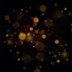 Poster - Magical golden cloud of glitter dust. Fine, shiny bokeh glitter particles and fine bright dust. Christmas golden glow effect on transparent PNG background.