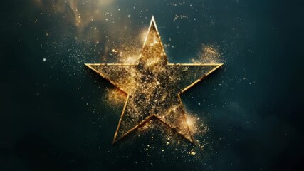 Wall Mural - a beautiful gold star surrounded by shining stars in the night sky