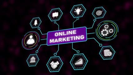 Poster - Online Marketing Strategy Digital Business Growth Success Animated Graphic Abstract Network. Marketing Strategy Animation. Online Business Growth With Digital Innovation And Finance.