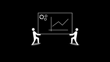 Poster - Teamwork Collaboration Project Management Engineering Mechanism Figures Carrying Plan Diagram. Teamwork And Project Management Animation. Figures Plan Engineering Mechanism Design.
