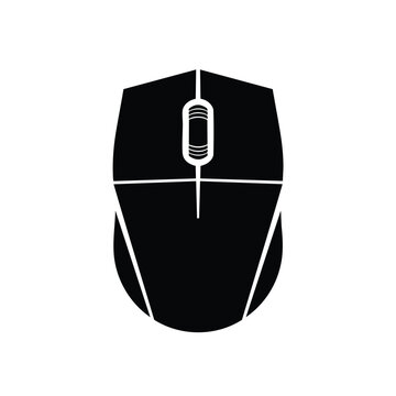 Black Wireless Computer Mouse Icon Silhouette.