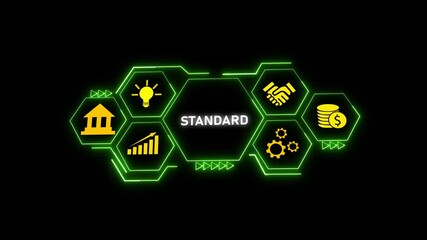 Poster - Green Neon Hexagon Network Standard Business Finance Technology Animation Loop Abstract. Green Neon Hexagon Network Animation. Business Finance Growth With Data Visualization Loop.
